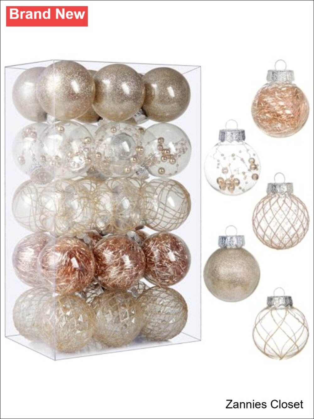 🎄 Shatterproof Plastic Christmas Ball Ornaments 30ct 2.36 Inch Tree Decor